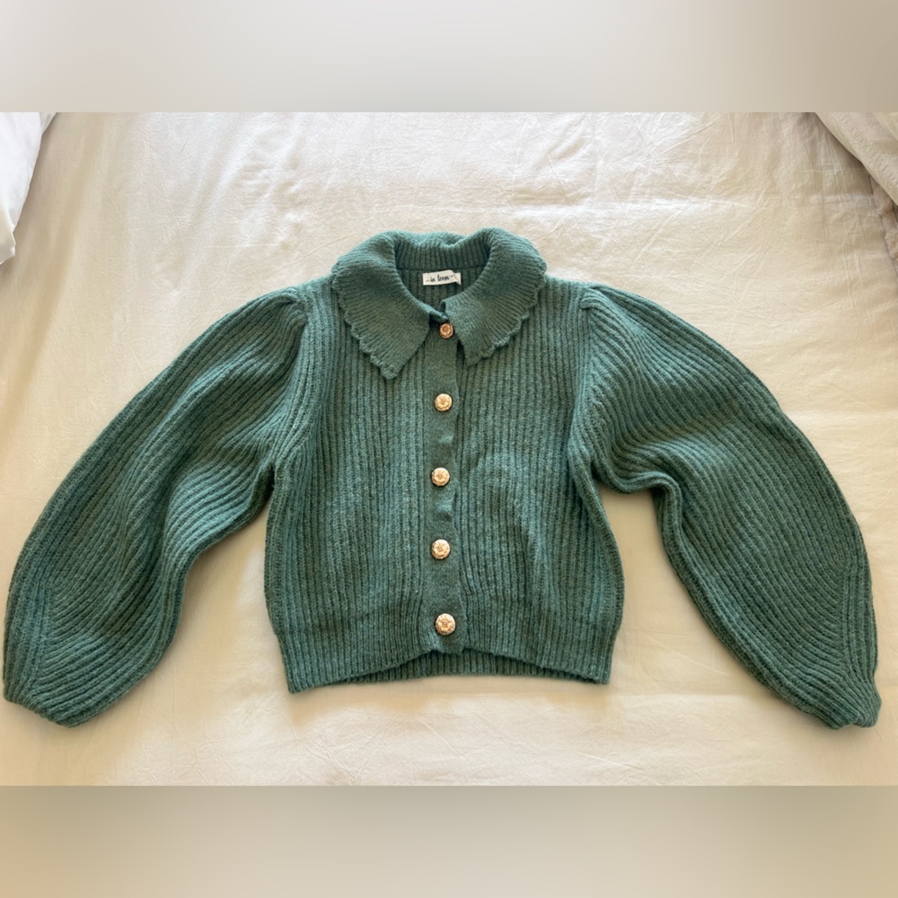 In Bloom Green Ribbed Cardigan